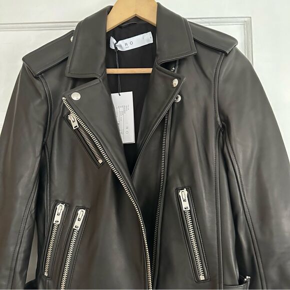 IRO Newhan Leather Jacket in Black - Picture 7 of 10
